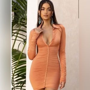 Oh Polly stay in paradise long sleeve collar mini dress